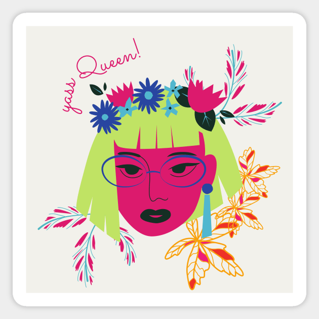 Yass Queen - Aesthetic Savage Design Sticker by Moshi Moshi Designs